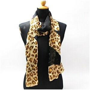 Yves Saint Laurent rectangular scarf, black and beige, leopard print, YVES SA...